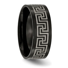 Sophia Jewelers Unisex Titanium Greek Key Wedding Band Engravable, 8mm Brushed Finish