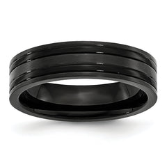 Titanium Brushed and Polished Black IP-plated 6mm Grooved Band