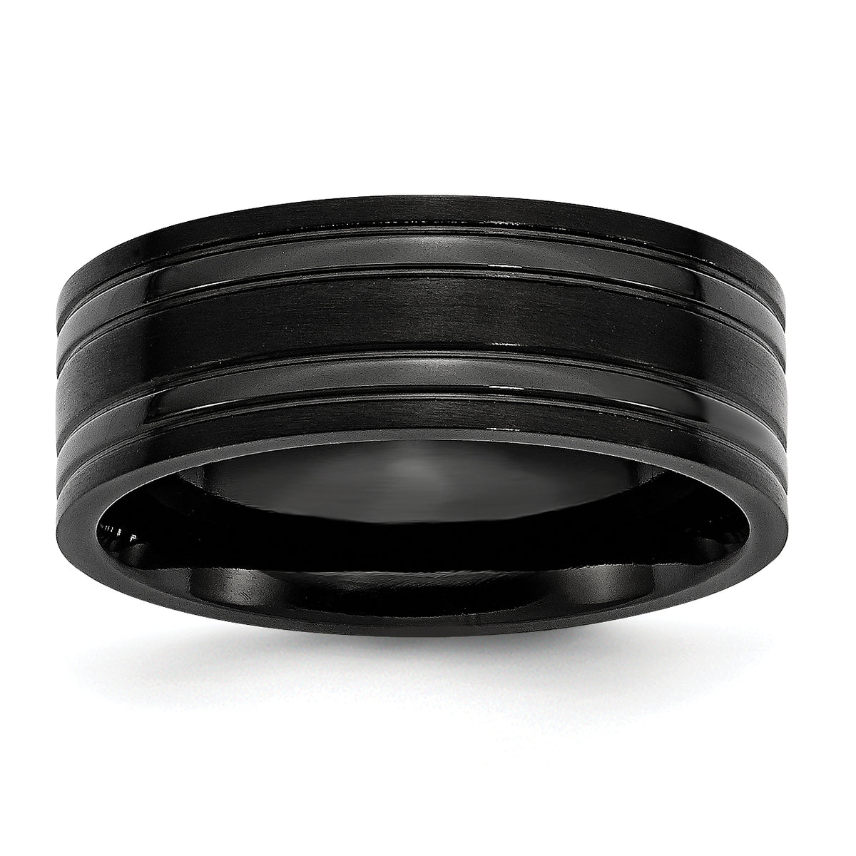 Titanium Brushed and Polished Black IP-plated 8mm Grooved Band