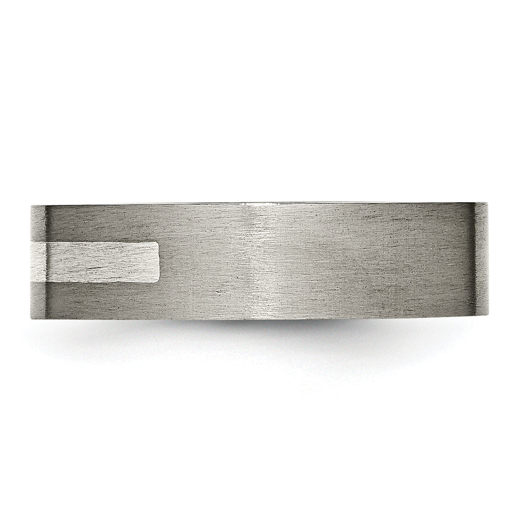 Inlay Wedding Band in Titanium & Sterling Silver, 6mm