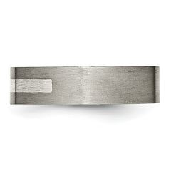 Titanium Wedding Band with Sterling Silver Inlay Unisex 6mm Brushed Finish
