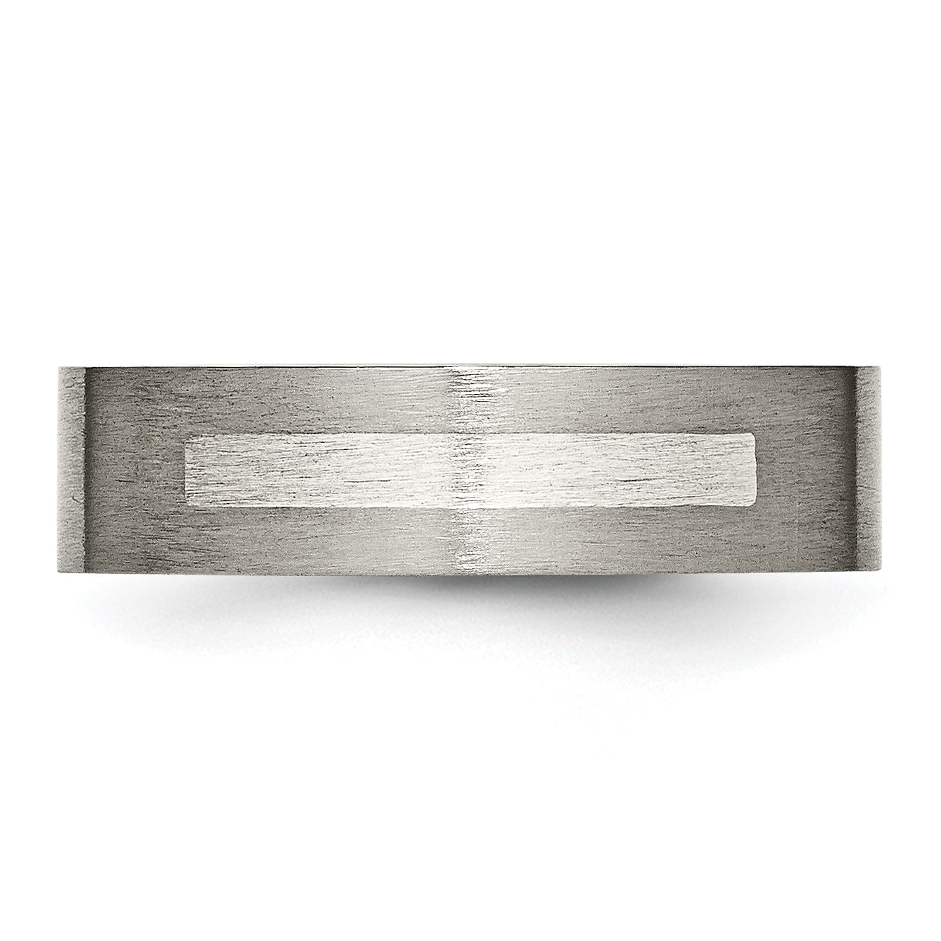 Titanium Wedding Band with Sterling Silver Inlay Unisex 6mm Brushed Finish