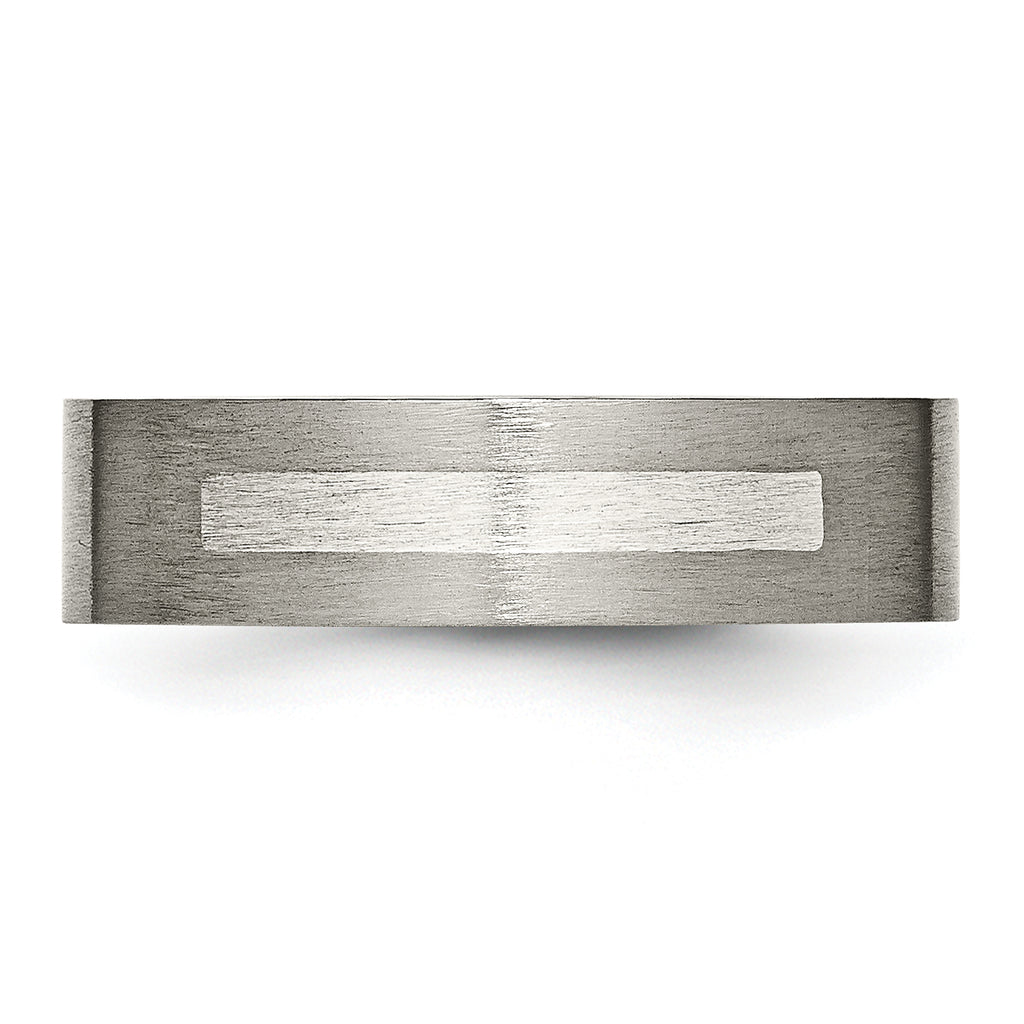 Inlay Wedding Band in Titanium & Sterling Silver, 6mm