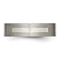 Titanium Wedding Band with Sterling Silver Inlay Unisex 6mm Brushed Finish