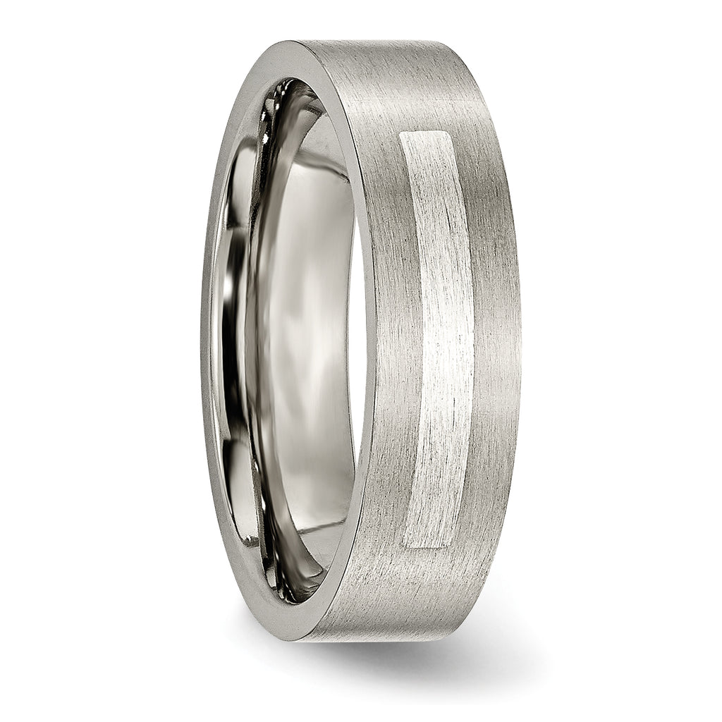 Inlay Wedding Band in Titanium & Sterling Silver, 6mm