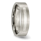 Inlay Wedding Band in Titanium & Sterling Silver, 6mm