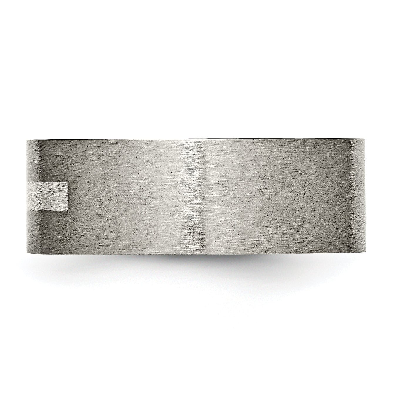 Titanium Silver Inlay Unisex Wedding Band Brushed 8mm Engravable