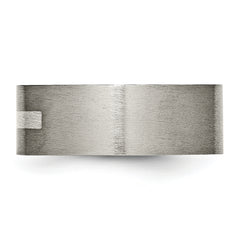 Titanium Silver Inlay Unisex Wedding Band Brushed 8mm Engravable