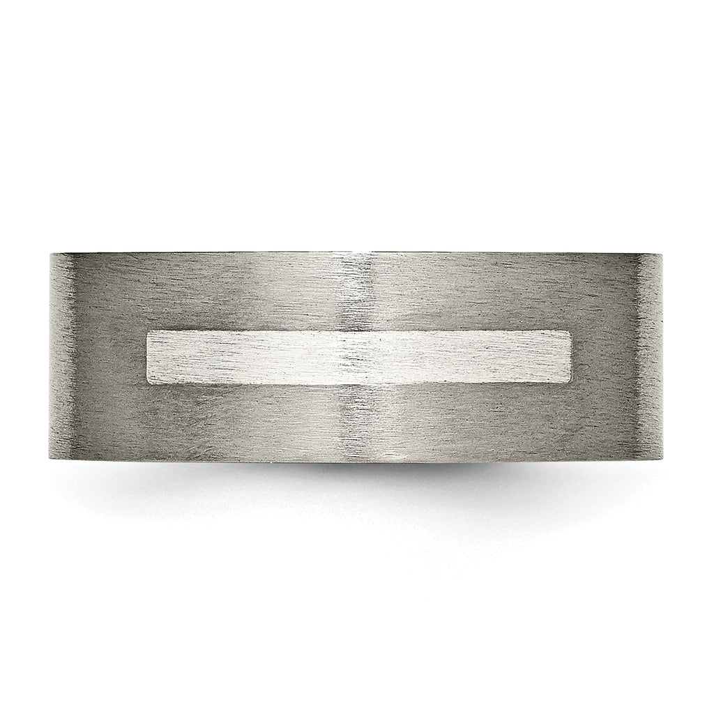 Inlay Wedding Band in Titanium & Sterling Silver, 8mm