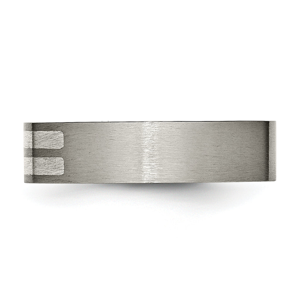Inlay Wedding Band in Titanium & Sterling Silver, 6mm
