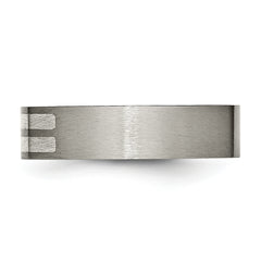 Titanium Sterling Silver Inlay Unisex Wedding Band, Brushed Finish