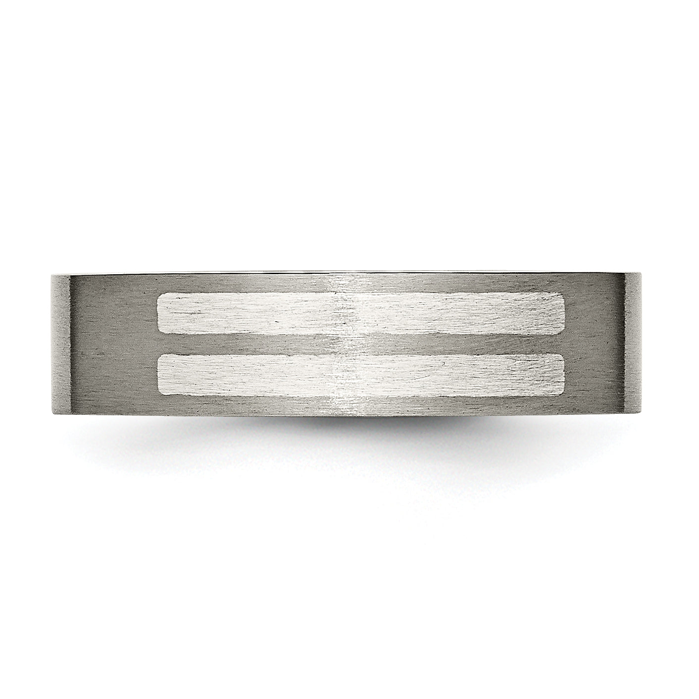 Titanium Sterling Silver Inlay Unisex Wedding Band, Brushed Finish