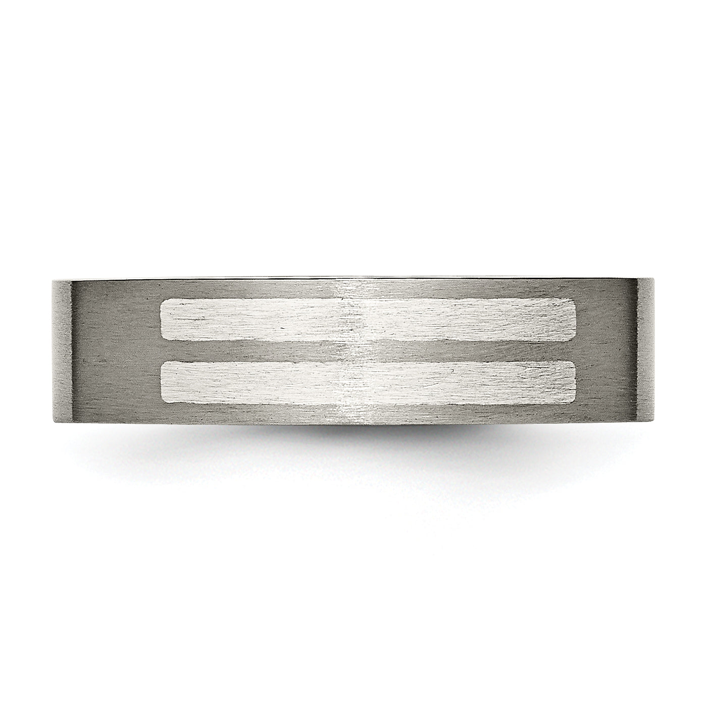 Titanium Brushed WithSterling Silver Inlay 6mm Flat Band