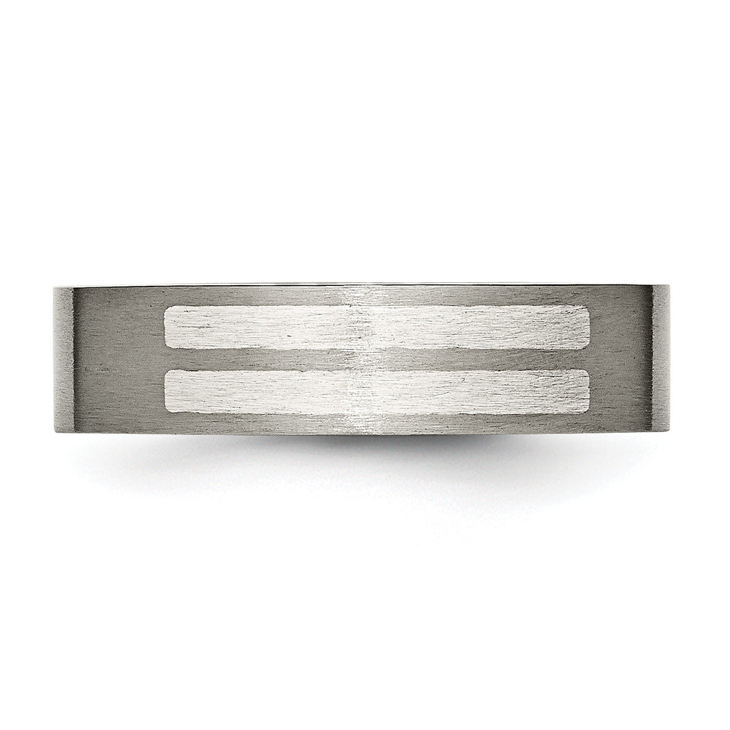 Inlay Wedding Band in Titanium & Sterling Silver, 6mm
