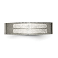 Titanium Brushed WithSterling Silver Inlay 6mm Flat Band