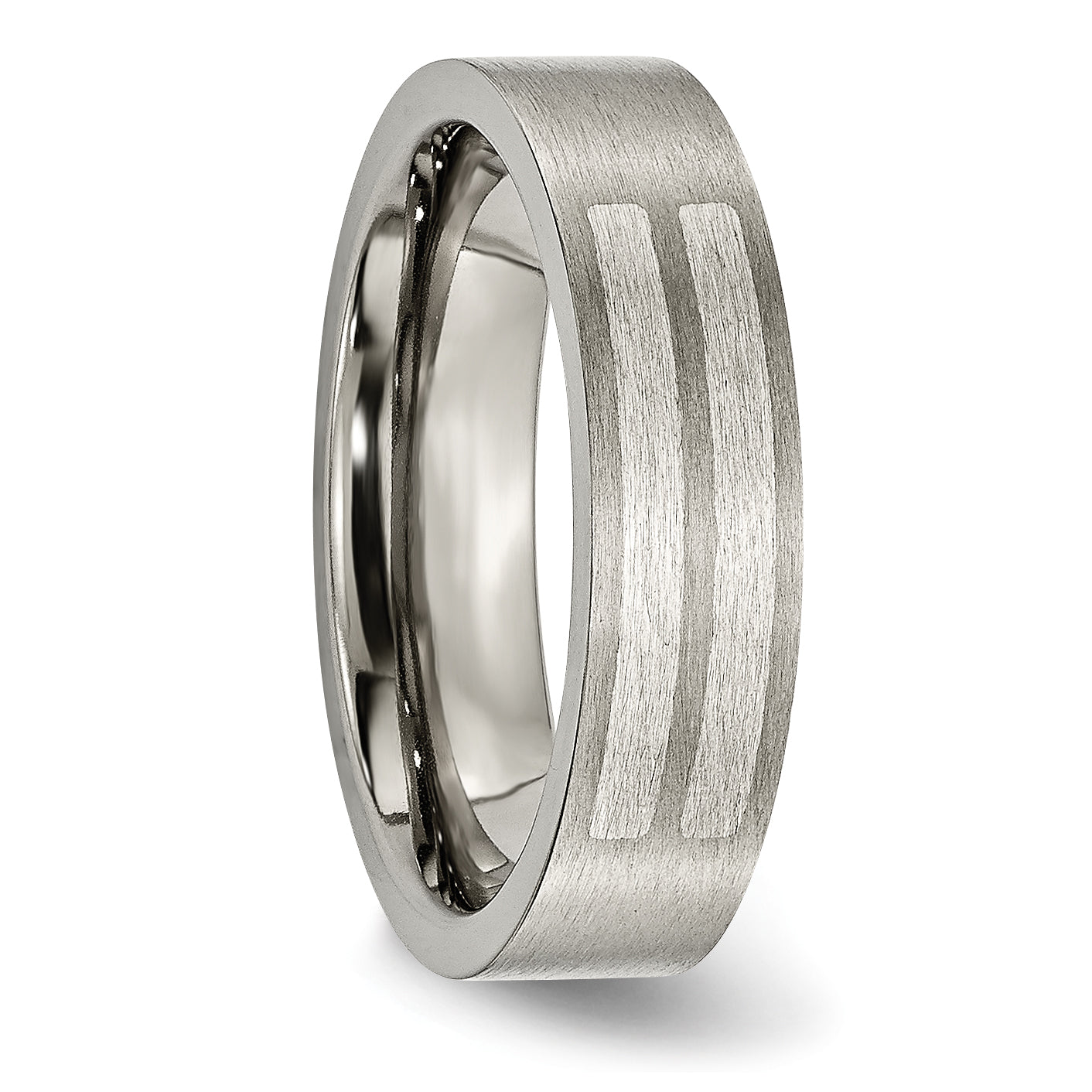 Titanium Sterling Silver Inlay Unisex Wedding Band, Brushed Finish