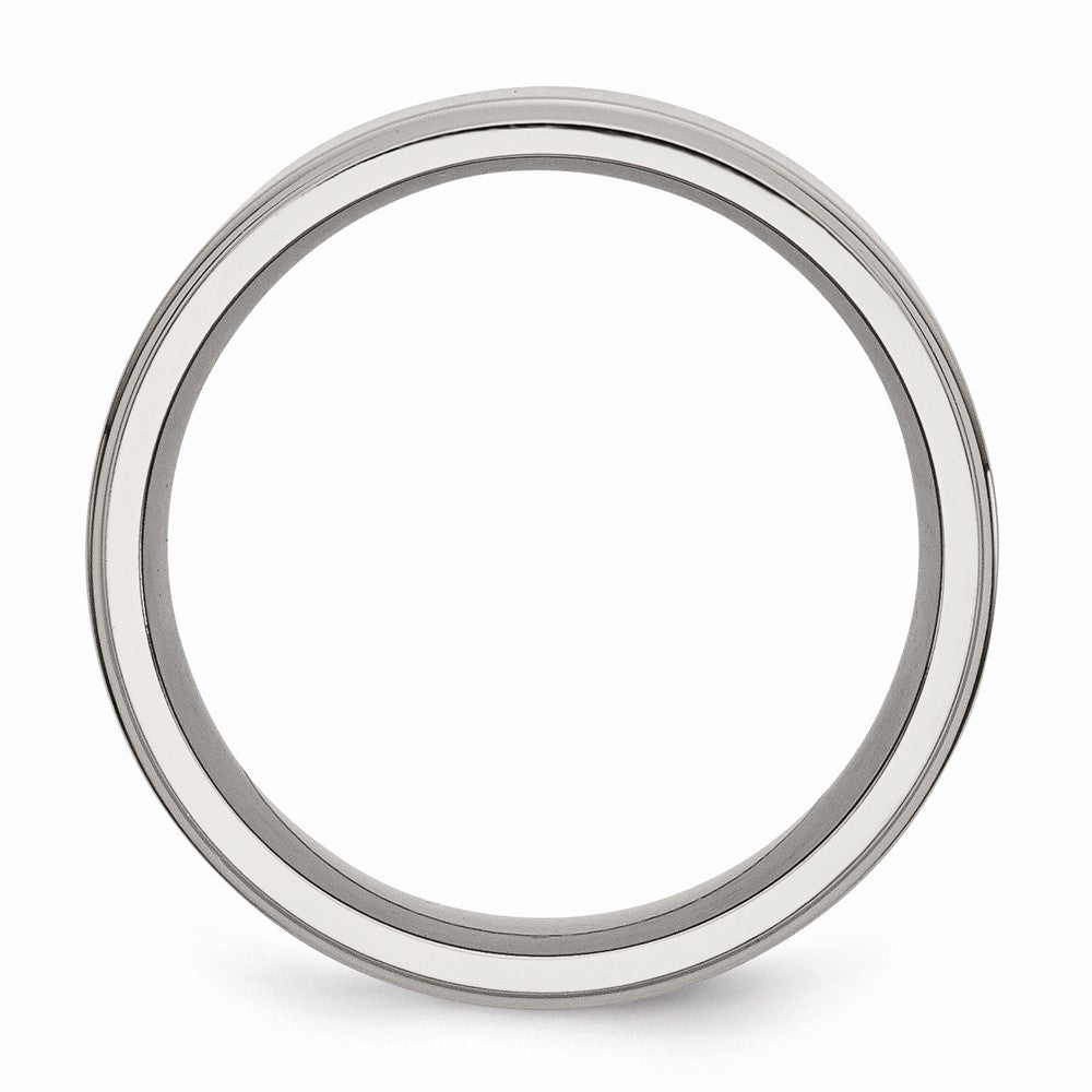 Ridged Edge Wedding Band in Titanium, 8mm