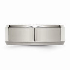 Ridged Edge Wedding Band in Titanium, 8mm