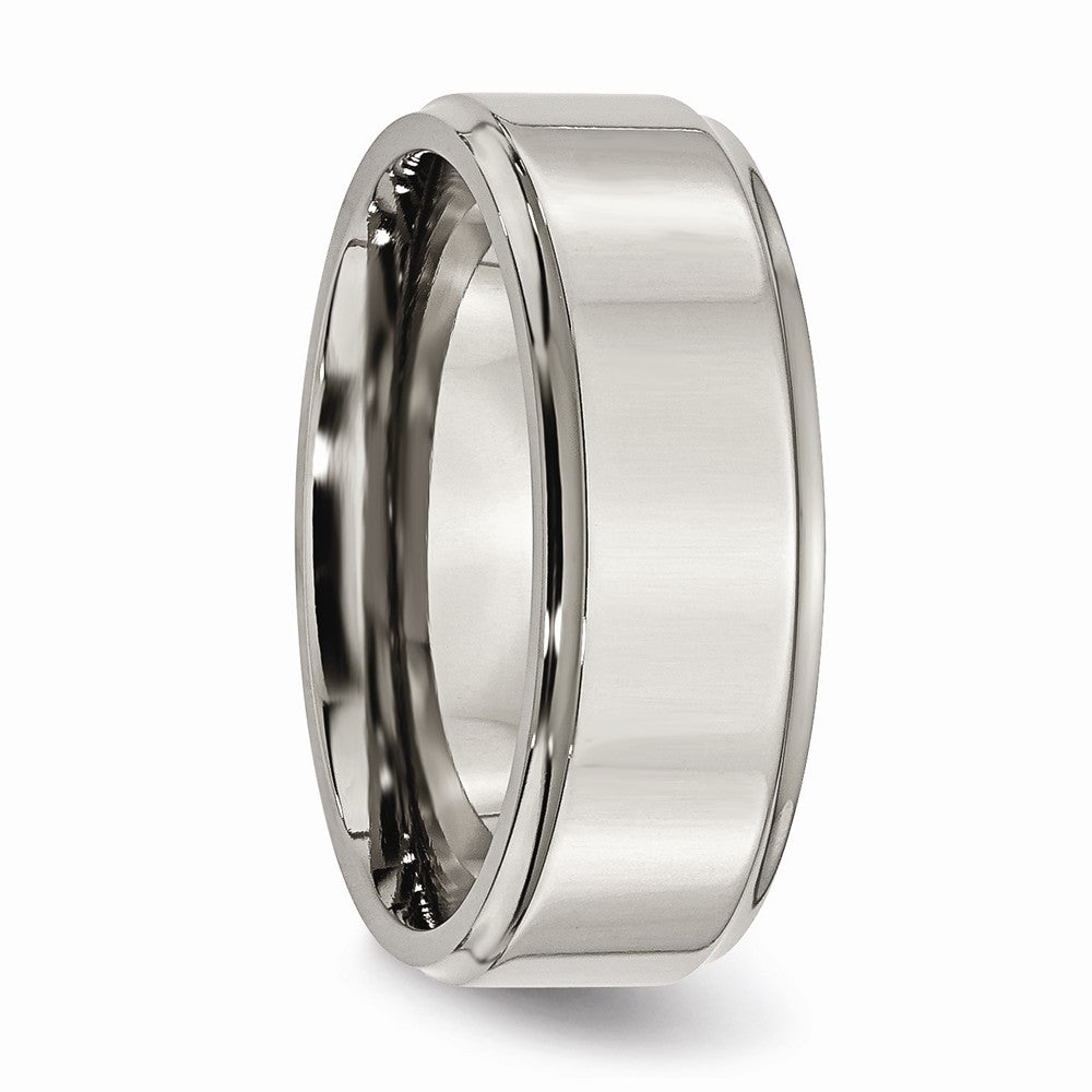 Ridged Edge Wedding Band in Titanium, 8mm