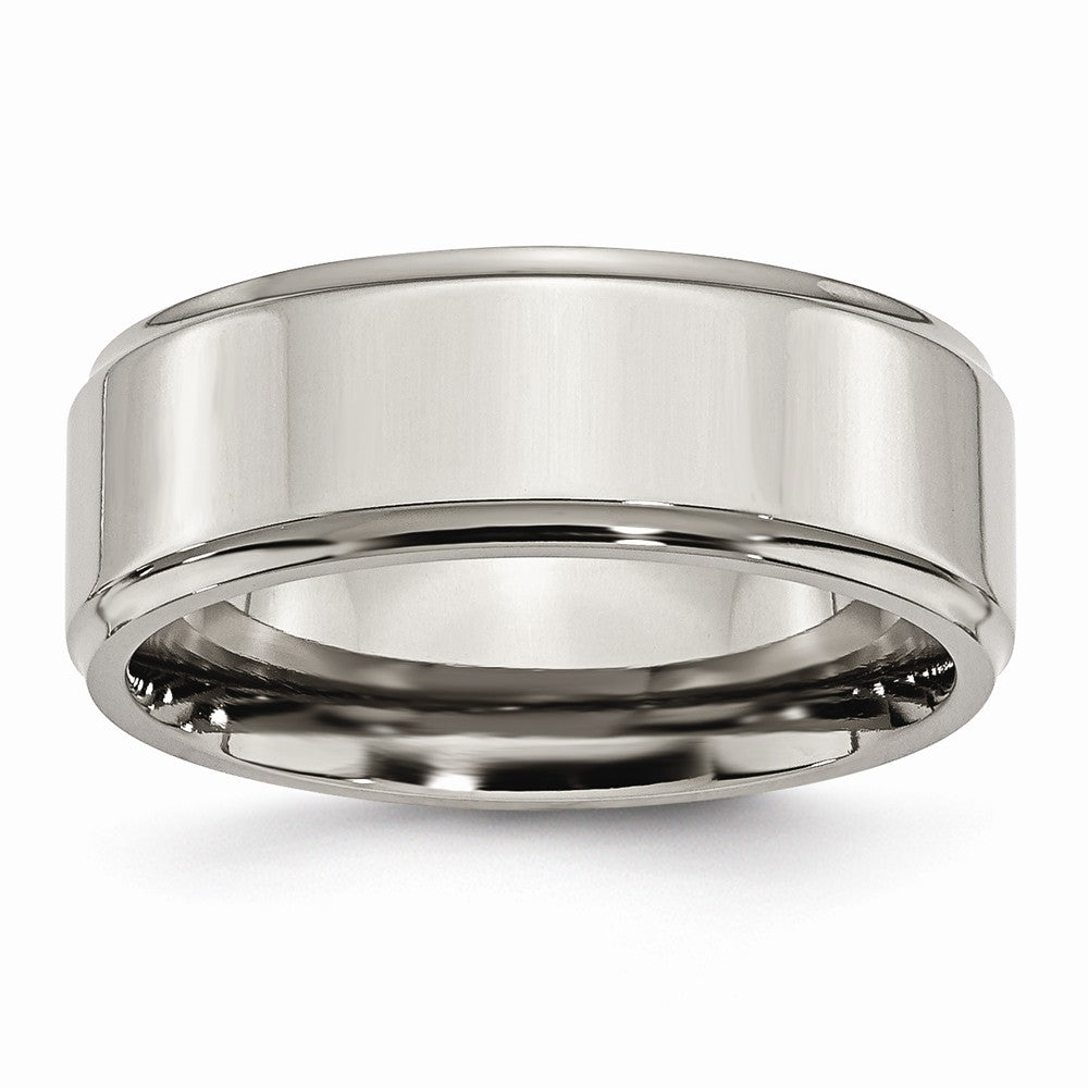 Ridged Edge Wedding Band in Titanium, 8mm