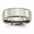 Ridged Edge Wedding Band in Titanium, 8mm
