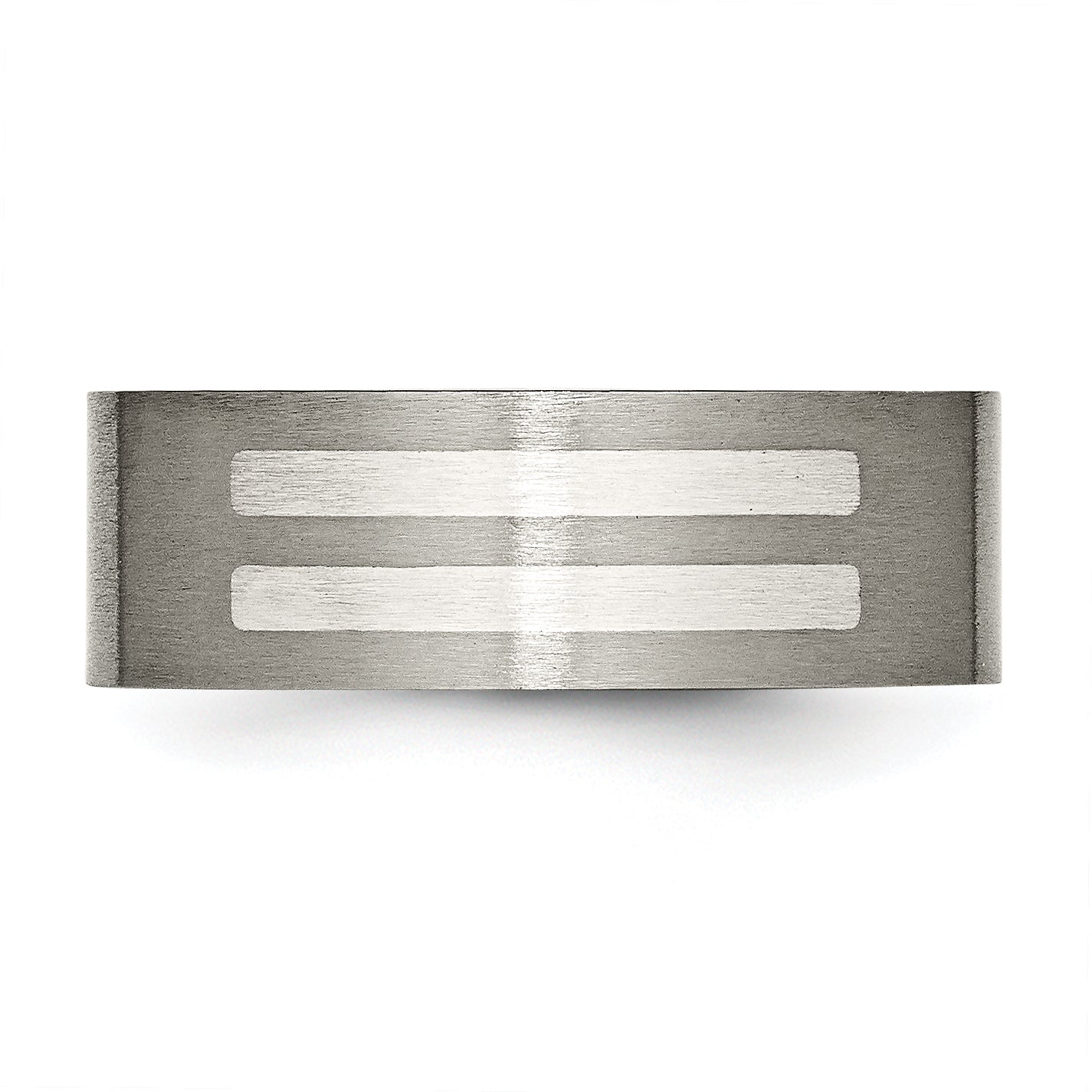 Titanium and Sterling Silver Unisex Wedding Band 8mm Brushed Finish