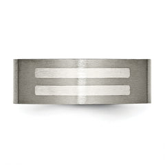 Titanium and Sterling Silver Unisex Wedding Band 8mm Brushed Finish