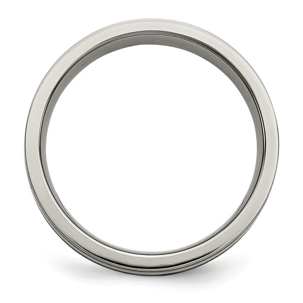 Grooved Inlay Wedding Band in Titanium & Sterling Silver, 6mm