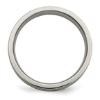 Grooved Inlay Wedding Band in Titanium & Sterling Silver, 6mm
