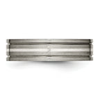 Grooved Inlay Wedding Band in Titanium & Sterling Silver, 6mm