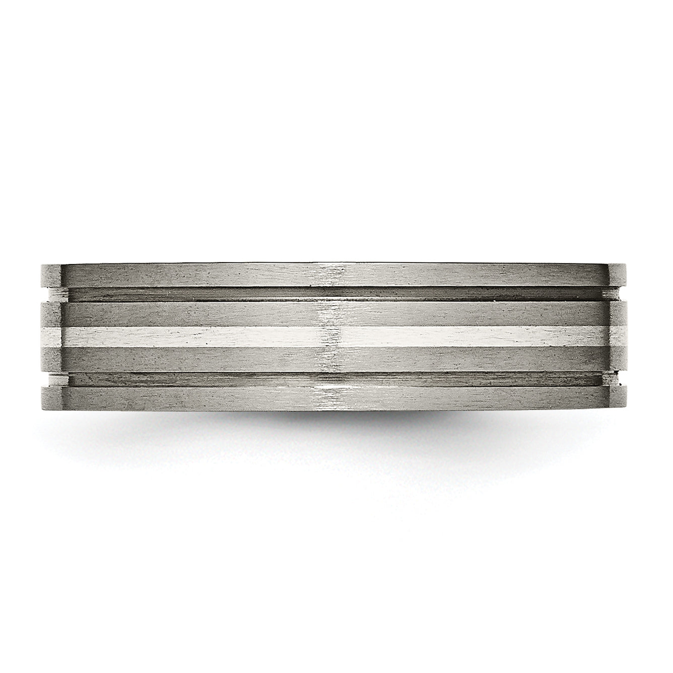 Grooved Inlay Wedding Band in Titanium & Sterling Silver, 6mm