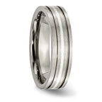 Grooved Inlay Wedding Band in Titanium & Sterling Silver, 6mm