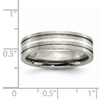Grooved Inlay Wedding Band in Titanium & Sterling Silver, 6mm