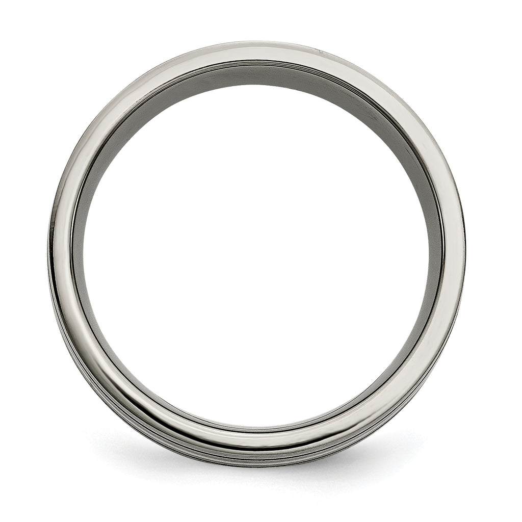 Grooved Inlay Wedding Band in Titanium & Sterling Silver, 8mm