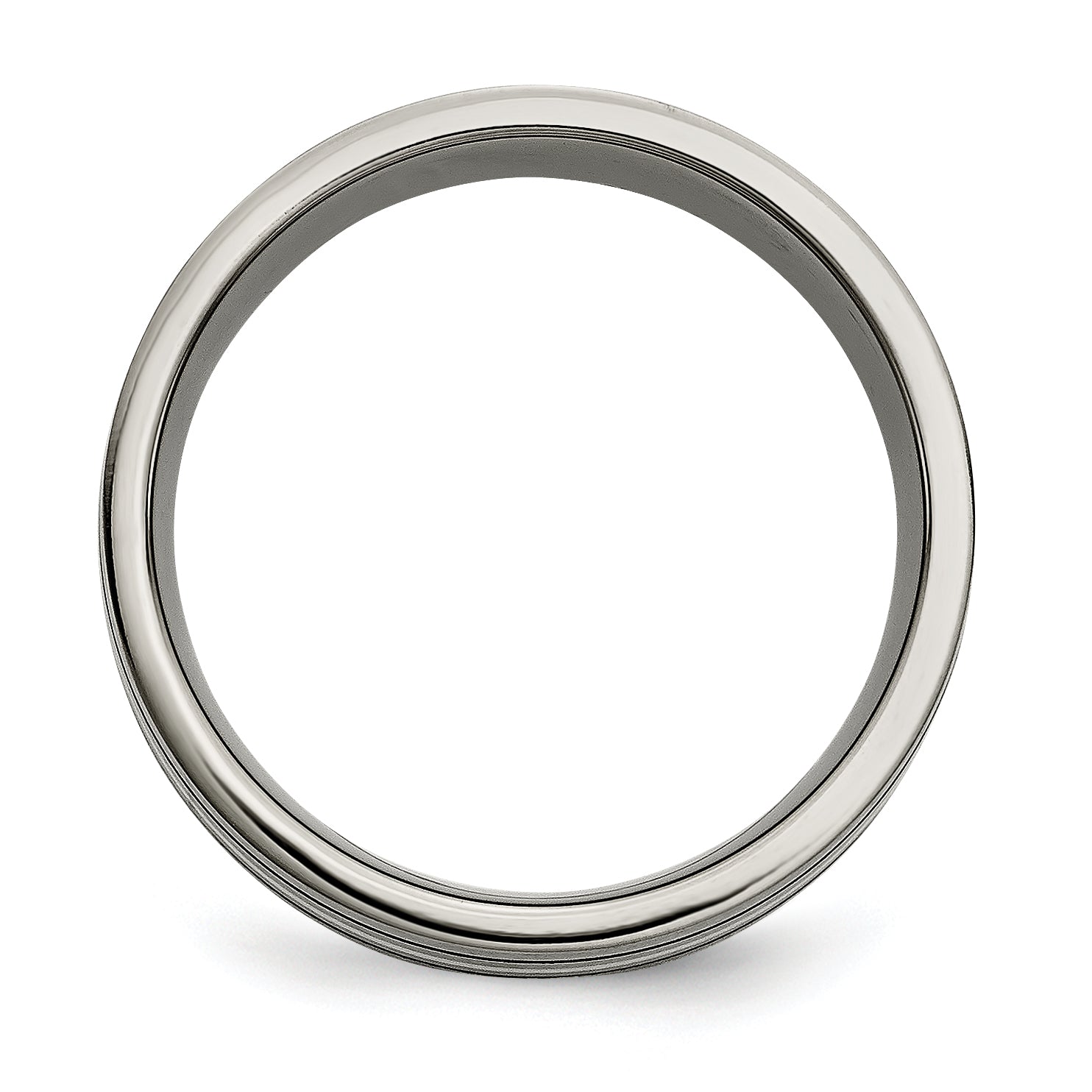 Grooved Inlay Wedding Band in Titanium & Sterling Silver, 8mm