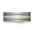Grooved Inlay Wedding Band in Titanium & Sterling Silver, 8mm