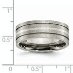 Grooved Inlay Wedding Band in Titanium & Sterling Silver, 8mm