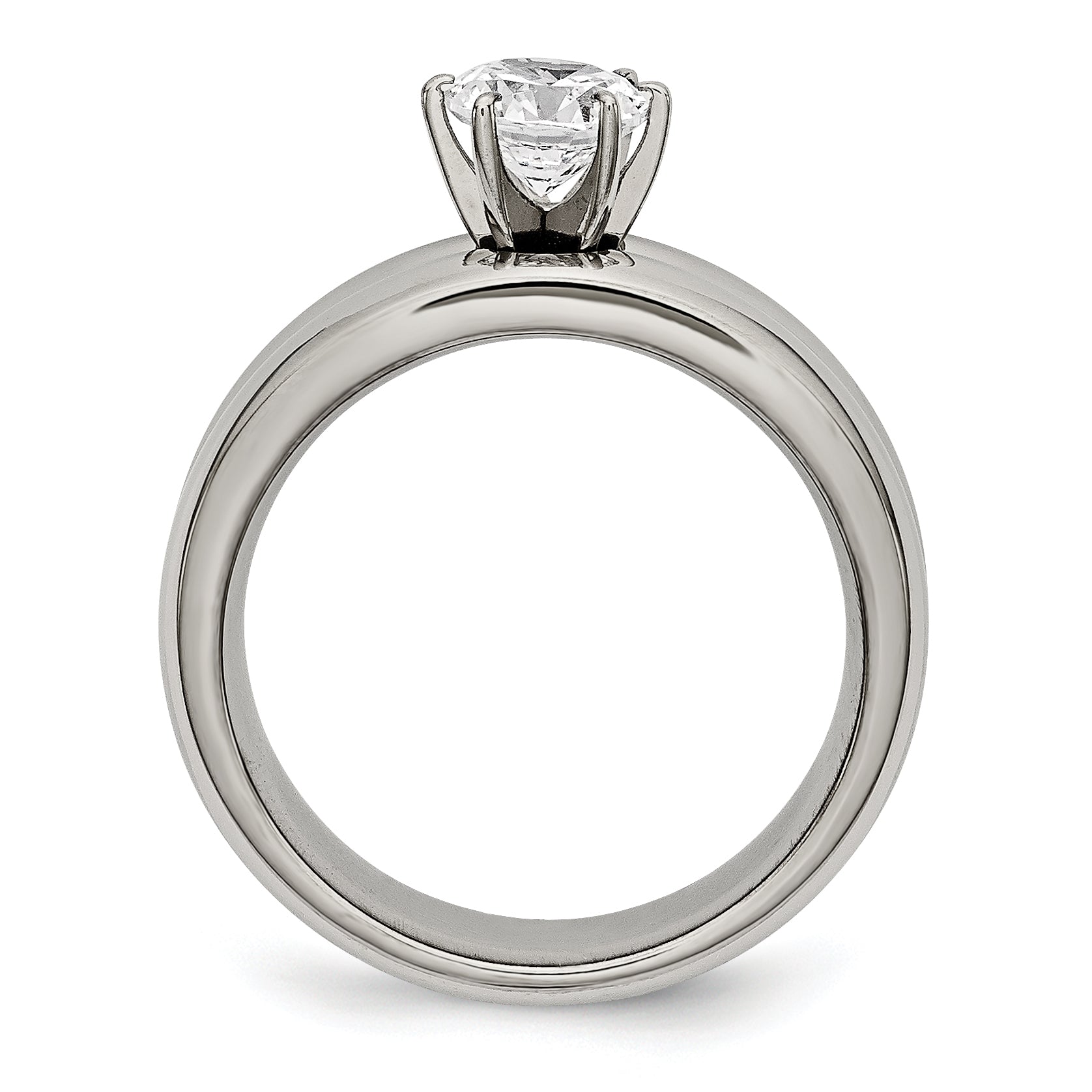 Sophia Jewelers Titanium Ring with Polished Round CZ Stone