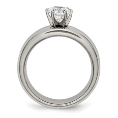 Sophia Jewelers Titanium Ring with Polished Round CZ Stone