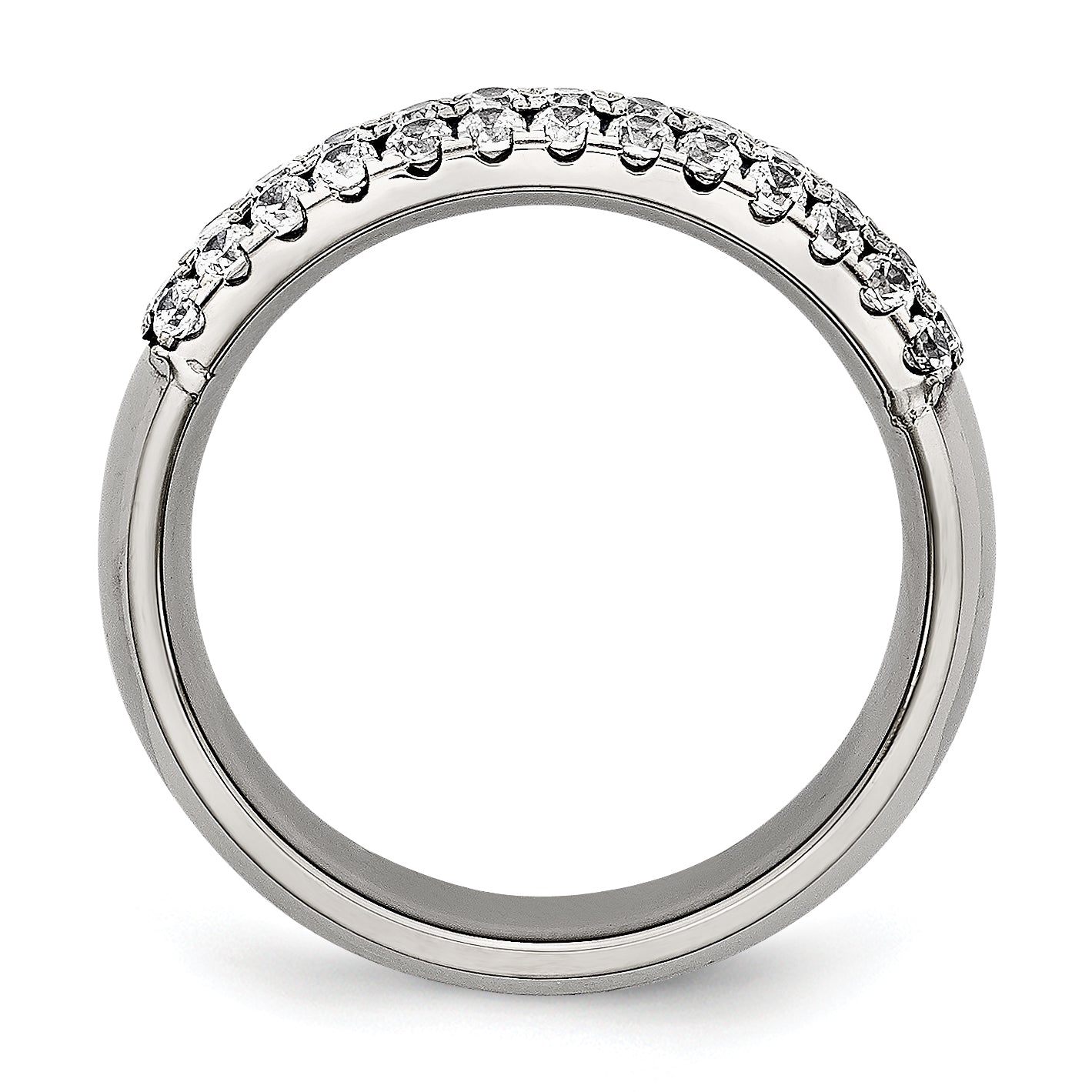 Sophia Jewelers Titanium Unisex 6mm CZ Band with Polished Finish
