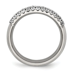Sophia Jewelers Titanium Unisex 6mm CZ Band with Polished Finish