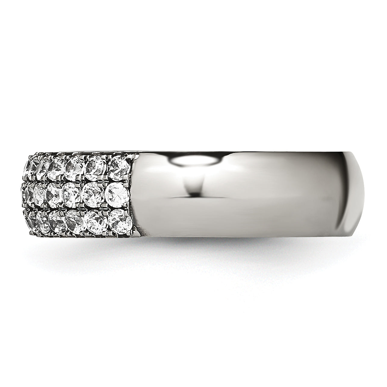 Sophia Jewelers Titanium Unisex 6mm CZ Band with Polished Finish