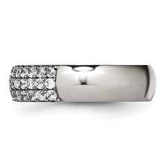 Sophia Jewelers Titanium Unisex 6mm CZ Band with Polished Finish