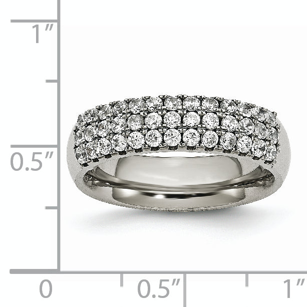 Sophia Jewelers Titanium Unisex 6mm CZ Band with Polished Finish