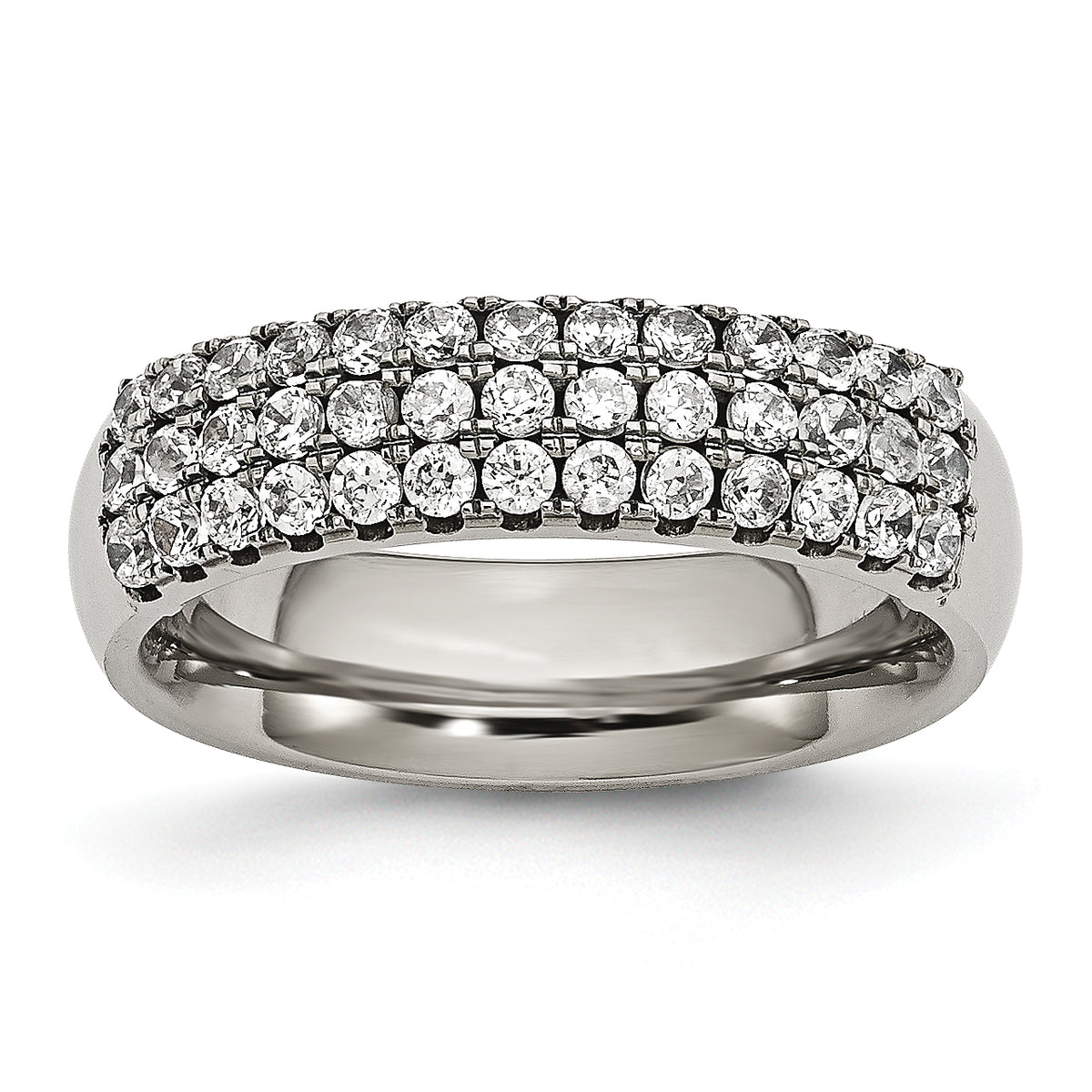 Titanium Polished Multi-row CZ 7mm Band