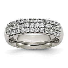 Titanium Polished Multi-row CZ 7mm Band
