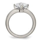 Titanium Fashion Ring with Polished Finish and PrinceSterling Silver CZ