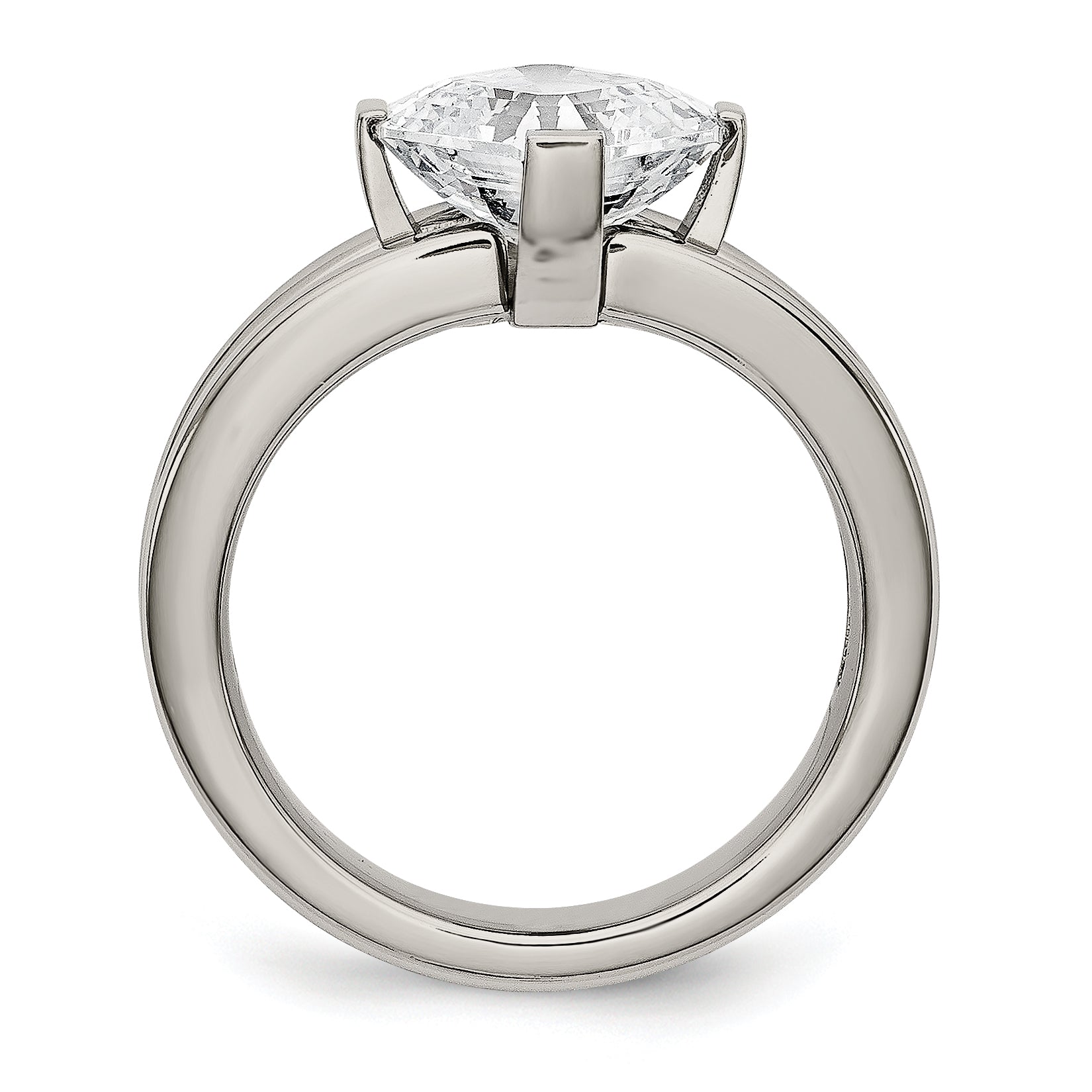 Titanium Fashion Ring with Polished Finish and PrinceSterling Silver CZ