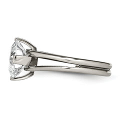 Titanium Fashion Ring with Polished Finish and PrinceSterling Silver CZ