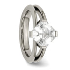 Titanium Fashion Ring with Polished Finish and PrinceSterling Silver CZ